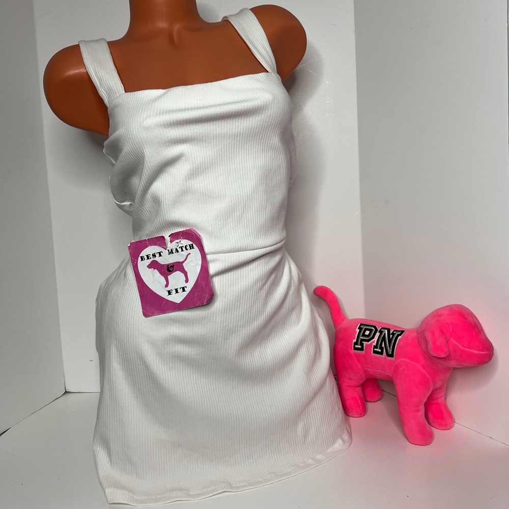 Victoria’s Secret PINK XL Ribbed Dress Skort Shorts Tennis Cotton White Mini